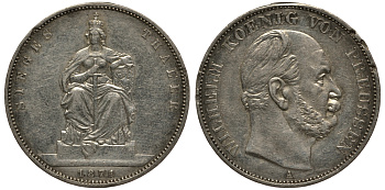 Пруссия 1 талер 1871 A, Вильгельм I (1861-1888), победа над Францией КМ 500, AKS 118, Th. 272 серебро 3711-313