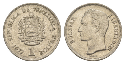 Венесуэла 1 боливар 1977 Симон Боливар Y 52 никель 4586-127