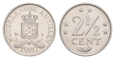 Нидерландские Антильские острова (Нидерландские Антилы) 2 1/2 цента 1980 Беатрикс (1980-2013) KM 9a алюминий UNC 4649-869