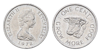 Сейшельские острова (Сейшелы) 1 цент 1972 ФАО - Выращивайте больше еды, Елизавета II (1952-2022) KM 17 алюминий UNC 4679-551