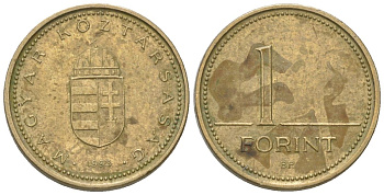Венгрия 1 форинт 1993 KM 692 латунь 4594-333