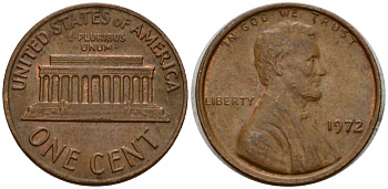 США 1 цент 1972 Линкольн KM 201 медь цинк 4602-237