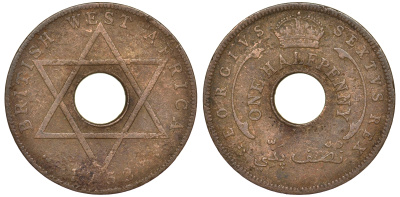 Британская Западная Африка 1/2 пенни 1952 KN, Георг VI KM 27a бронза 25-1334