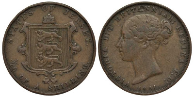 Джерси 1/26 шиллинга 1851 Виктория (1837-1901) KM 2 медь 650-644