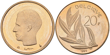 Бельгия 20 франков 1993 Belgique KM 159 никель бронза UNC 189-933