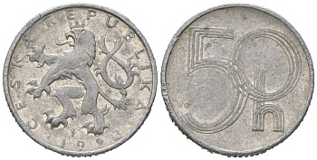 Чехия 50 геллеров 1993 KM 3 алюминий 4621-551