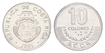 Коста-Рика 10 колонов 2005 KM 228b алюминий UNC 183-1033