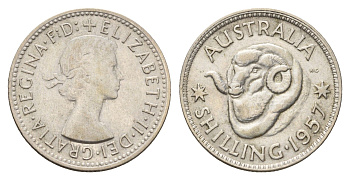 Австралия 1 шиллинг 1957 Елизавета II (1952-2022) KM 59 серебро 4671-451
