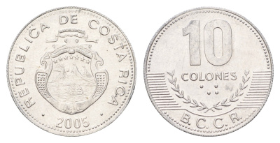 Коста-Рика 10 колонов 2005 KM 228b алюминий UNC 183-1033