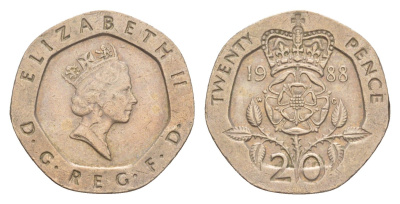 Великобритания 20 пенсов 1988 Елизавета II (1952-2022) KM 939, Spink 4361 (G2) медно-никель 4639-851