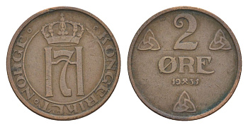 Норвегия 2 эре 1931 Хокон VII (1905-1957) KM 371 бронза 4635-254