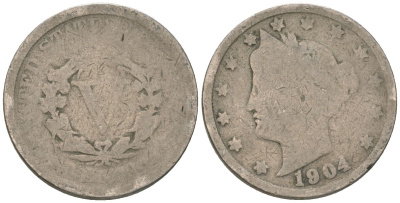 США 5 центов 1904 голова свободы KM 112 медно-никель 4401-817