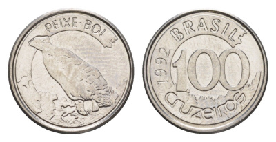 Бразилия 100 крузейро 1992 KM 623 нержавеющая сталь UNC 4644-542