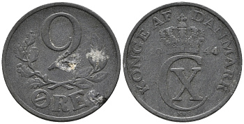 ДАНИЯ 2 ЭРЕ 1944 N; S, КРИСТИАН X (1912-1947) KM 833a цинк 67-153