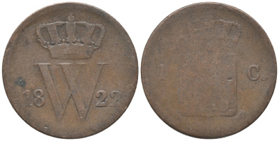 НИДЕРЛАНДЫ 1 ЦЕНТ 1822 ВИЛЬЯМ I (1815-1840) KM 47 медь 28-1241