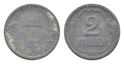 Венгрия 2 филлера 1943 BP KM 519 цинк 4665-533