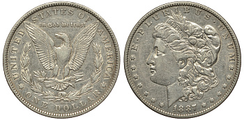 США 1 доллар 1887 O, Морган доллар, монетный двор Орлеан KM 110 серебро 413-315