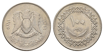 Ливия 100 дирхамов 1975 год-тип KM 17 медно-никель 4678-516