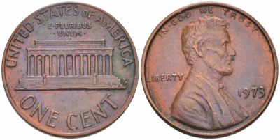 США 1 ЦЕНТ 1973 ЛИНКОЛЬН KM 201 медь цинк 63-328