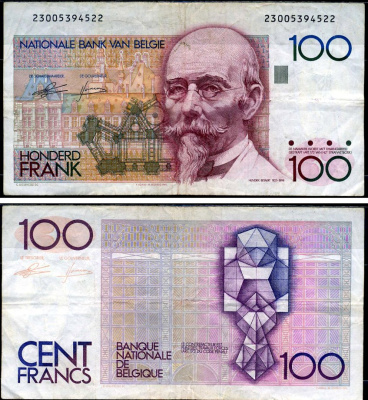 Бельгия 100 франков ND (1982-1984) Pick 142 a (7) бумага 7221-26-2-2