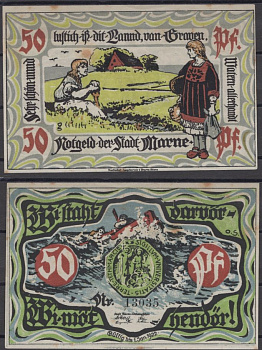 Марне 50 пфеннигов 1921 DeNG 2 873.1-1/3 бумага UNC (пресс) 8613-55-1-1