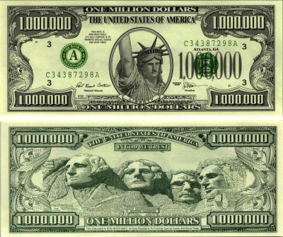 США 1000000 ДОЛЛАРОВ 1996 СУВЕНИРНАЯ БАНКНОТА, МЕМОРИАЛ ПРЕЗИДЕНТОВ бумага UNC (ПРЕСС) 7198-36-4-1