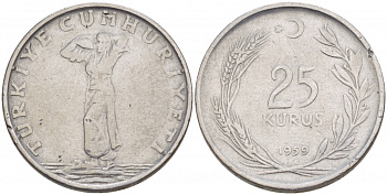ТУРЦИЯ 25 КУРУШЕЙ 1959 ГОД ТИП KM 892.1 сталь 4548-232