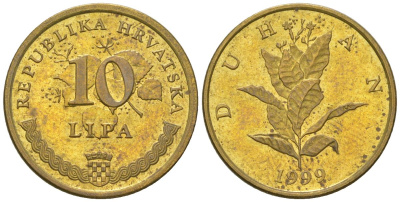 Хорватия 10 лип 1999 нечетный год KM 6 сталь плакированная латунью  aUNC  4124-1045