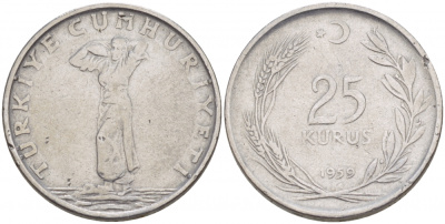 ТУРЦИЯ 25 КУРУШЕЙ 1959 ГОД ТИП KM 892.1 сталь 4548-232