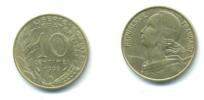 ФРАНЦИЯ 10 САНТИМОВ 1992 ТИП MARIANNE KM 929 медь алюминий никель 84-1642