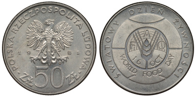 Польша 50 злотых 1981 Продовольственная программа - FAO KM 127 медно-никель UNC 4680-345