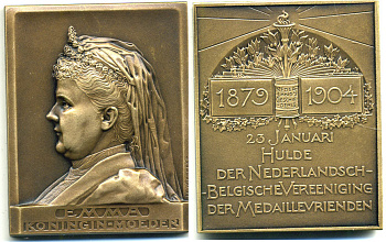 НИДЕРЛАНДЫ ПЛАКЕТКА ND (1879-1904) КОРОЛЕВА ЭММА- КОРОЛЕВА РЕГЕНТ, КОРОЛЕВА МАТЬ бронза UNC 1079-3-33