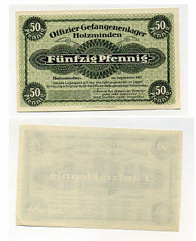 Германия 50 пфеннигов 1917 Хольцминден (Брауншвейг), лагерь военнопленных офицеров C-3133, Tieste 385.04 бумага UNC (пресс) 504-67-1-2
