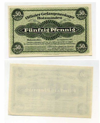 Германия 50 пфеннигов 1917 Хольцминден (Брауншвейг), лагерь военнопленных офицеров C-3133, Tieste 385.04 бумага UNC (пресс) 504-67-1-2