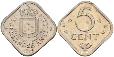 Нидерландские Антилы 5 центов 1975 Юлиана (1948-1980) KM 13 медно-никель 4595-434
