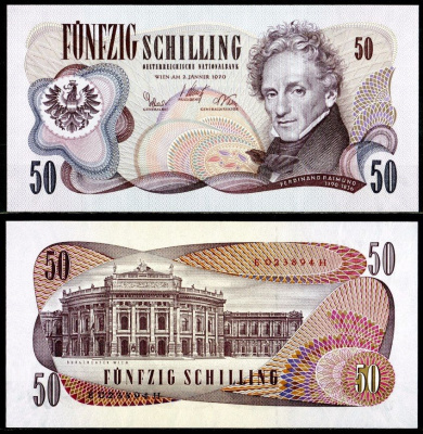 Австрия 50 шиллингов 1970 Pick 143 a бумага UNC (пресс) 7457-22-2-2