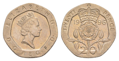 Великобритания 20 пенсов 1996 Елизавета II (1952-2022) KM 939, Spink 4361 (G2) медно-никель 4639-868