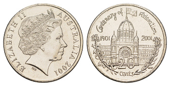 Австралия 20 центов 2001 Столетие Федерации - Виктория KM 556 медно-никель UNC 4652-523