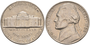 США 5 ЦЕНТОВ 1964 ДЖЕФФЕРСОН KM A192 медно-никель 4114-946