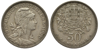 Португалия 50 сентаво 1929 KM 577 медно-никель XF 77-924