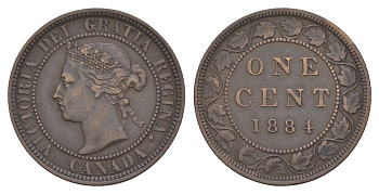 Канада 1 цент 1884 Виктория (1837-1901) KM 7 бронза 4654-1214
