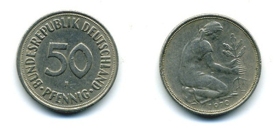 ФРГ 50 пфеннигов 1970 F KM 109.1, J 384 медно-никель 25-1847