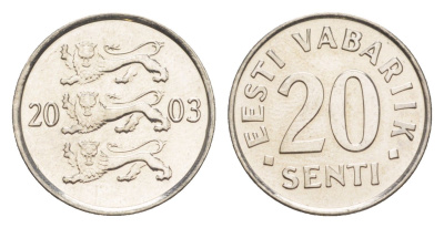 Эстония 20 сентов 2003 KM 23a сталь плакированная никелем UNC 4647-125