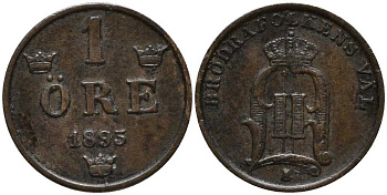 Швеция 1 эре 1893 Оскар II (1872-1907) король Швеции и Норвегии KM 750 бронза 201-1124
