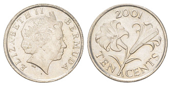 Бермудские острова (Бермуды) 10 центов 2001 KM 108 медно-никель UNC 4627-843