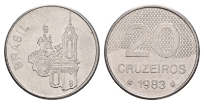 Бразилия 20 крузейро 1983 KM 593.1 нержавеющая сталь 4657-115