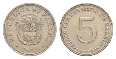 Панама 5 сентесимо 1962 KM 23.2 медно-никель aUNC 4643-1261