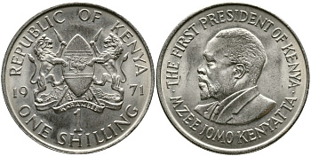 Кения 1 шиллинг 1971 Джомо Кениата KM 14 медно-никель 4529-1023