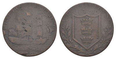 Великобритания, Йоркшир, Халл 1/2 пенни 1794 токен Dalton & Hamer 23 медь 1526-732