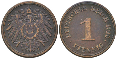 Германия 1 пфенниг 1915 Е KM 10, J. 10 медь 4385-626